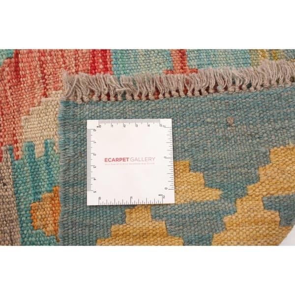 Flat-weave Bold and Colorful Copper Wool Kilim - Overstock - 30409414