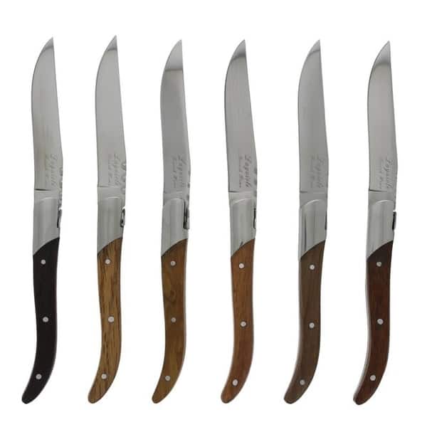 French Home Laguiole Connoisseur Assorted Wood Steak Knives, Set of 6