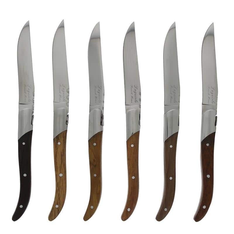 French Home Set of 6 Laguiole Connoisseur Assorted Wood Steak Knives