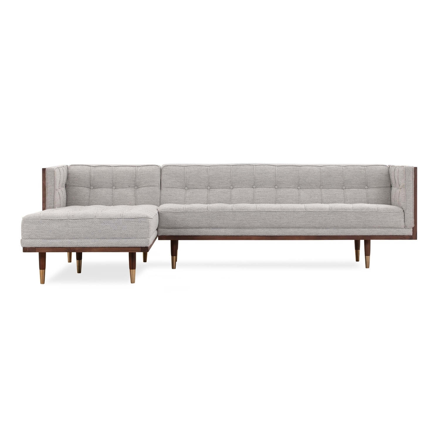 Woodrow Box 100 Leather Sofa Sectional Left, Walnut/White Aniline - Kardiel