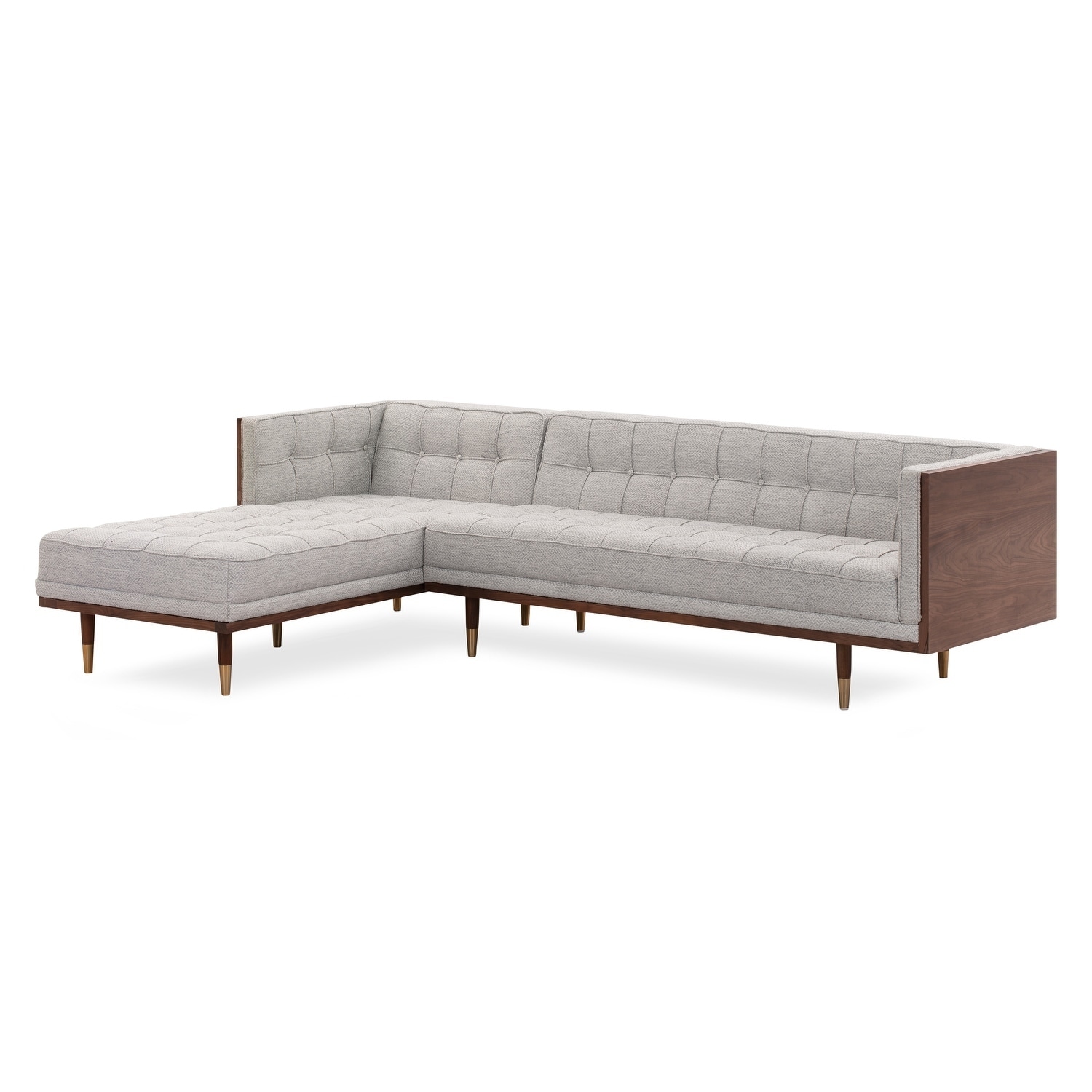 Woodrow Box 100 Leather Sofa Sectional Left, Walnut/White Aniline - Kardiel