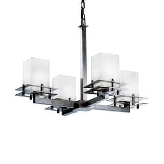 Fusion Collection Metropolis 4-light Brushed Nickel Chandelier, Frosted Opal Shade