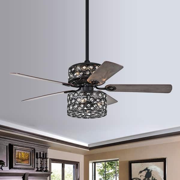 Gracewood Hollow Iyer 52 Inch Matte Black Ceiling Fan With Cutout Metal Drum Shade Overstock 30411721
