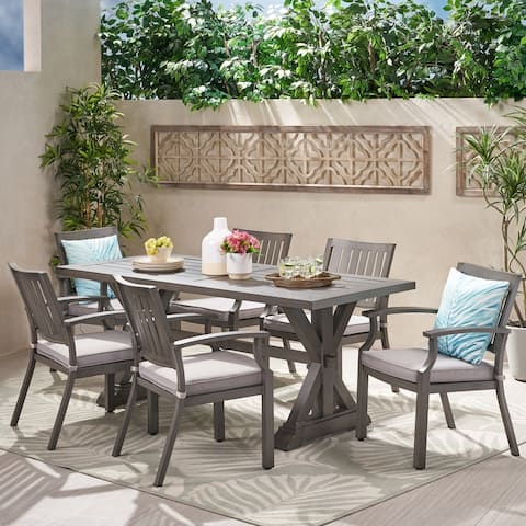 Lombok 7-piece Outdoor Aluminum Dining Set with Cushions by Christopher Knight Home