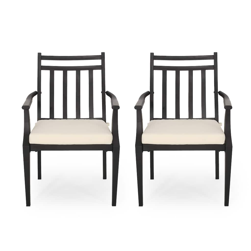 Delmar Outdoor Dining Chair with Cushion (Set of 2) by Christopher Knight Home - 26.10" W x 24.50" D x 36.00" H