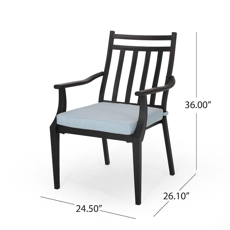 Delmar Outdoor Dining Chair with Cushion (Set of 2) by Christopher Knight Home - 26.10" W x 24.50" D x 36.00" H