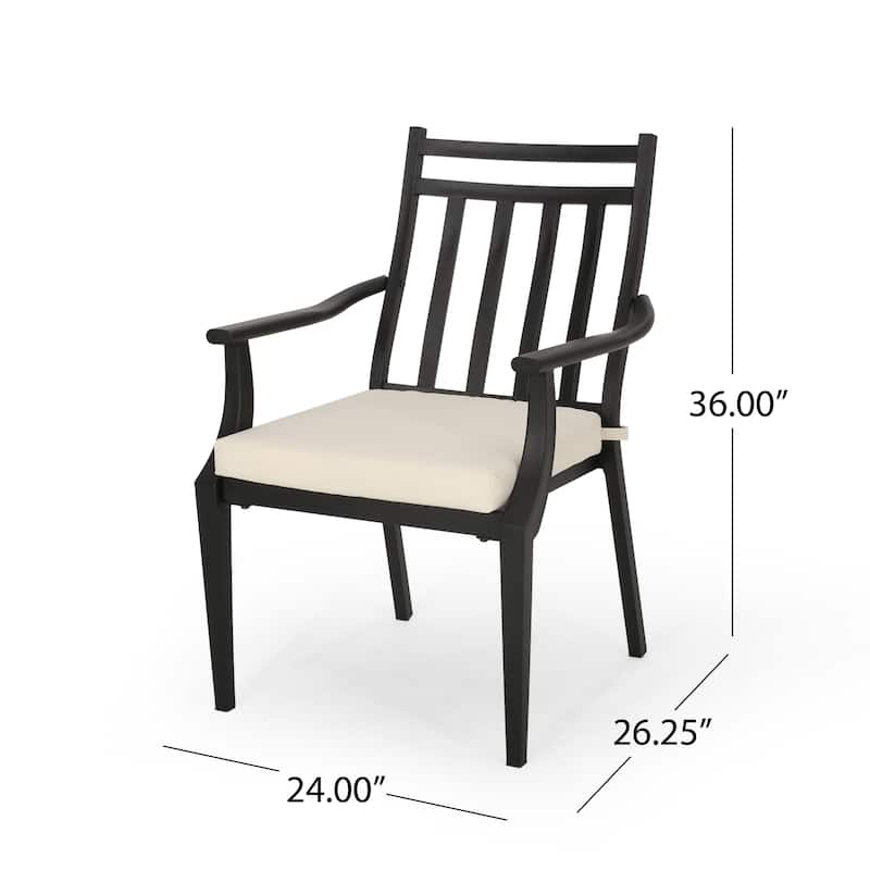 Delmar Outdoor Dining Chair with Cushion (Set of 2) by Christopher Knight Home - 26.10" W x 24.50" D x 36.00" H