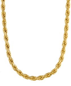 Sterling Essentials 14K Gold over Silver 22 inch Rope Chain (3 mm) Sterling Essentials Men's Necklaces