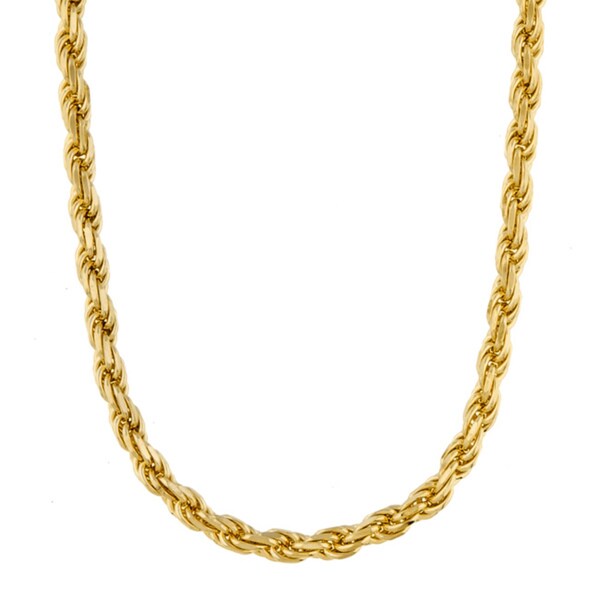Sterling Essentials 14K Yellow Gold Overlay Rope Chain (22 in.) - Free ...
