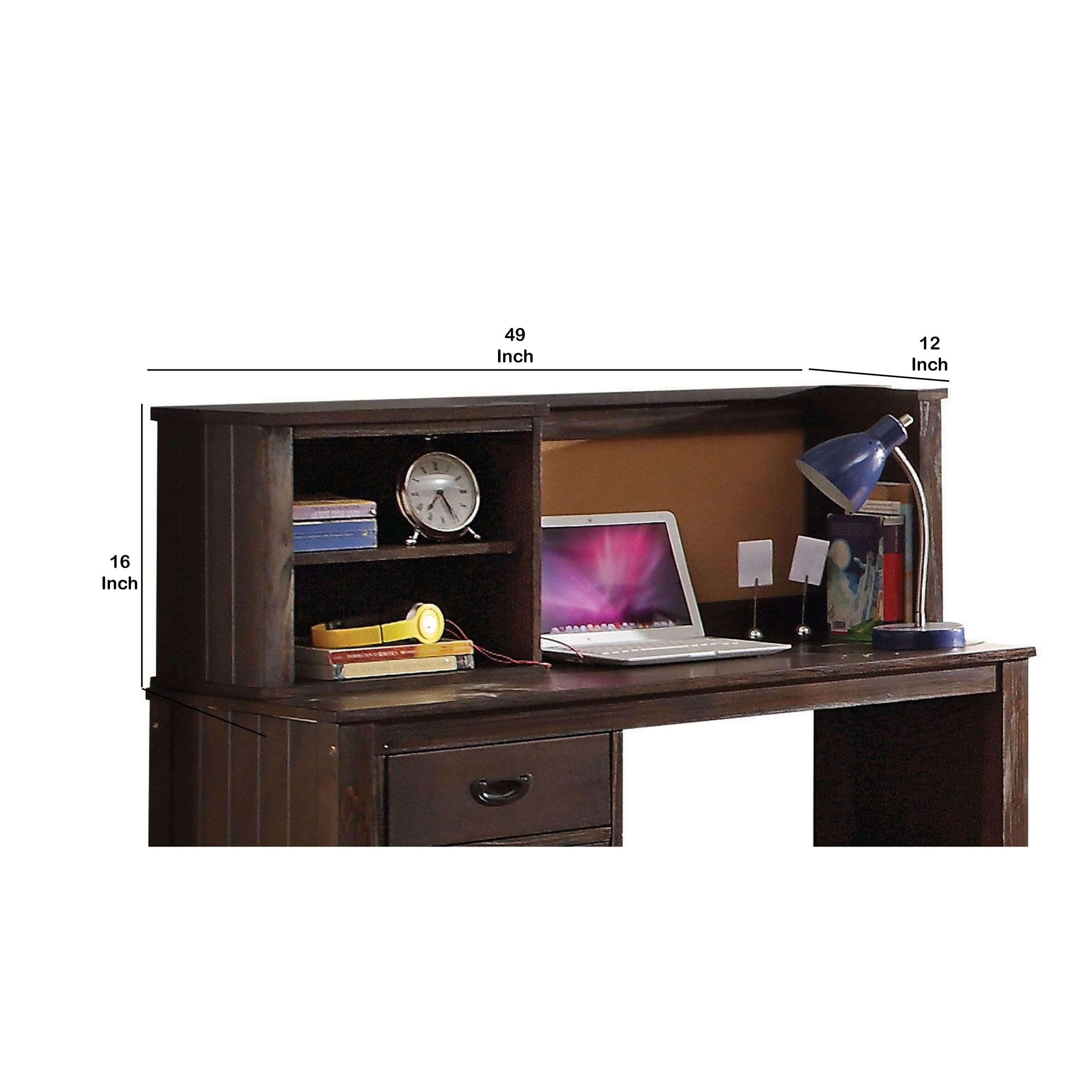 Shop Wooden Desk Hutch With Storage Space And Bead Board Panels