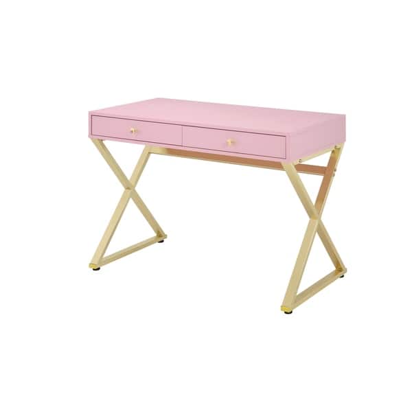 Shop Wooden Rectangular Desk With Storage And X Shaped Legs Pink