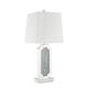 preview thumbnail 1 of 3, Mirrorred Base Wooden Table Lamp with Square Shade, White and Silver