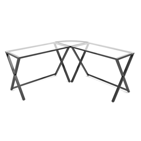 Ryan Rove Keeling Home Office 3 Piece X Frame Corner L Shaped Contemporary Computer Desk