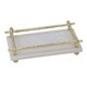 Rectangular Marble Tray with and Metal Handle, Set of 2,White and Gold - Thumbnail 1