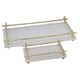 Rectangular Marble Tray with and Metal Handle, Set of 2,White and Gold - Thumbnail 0