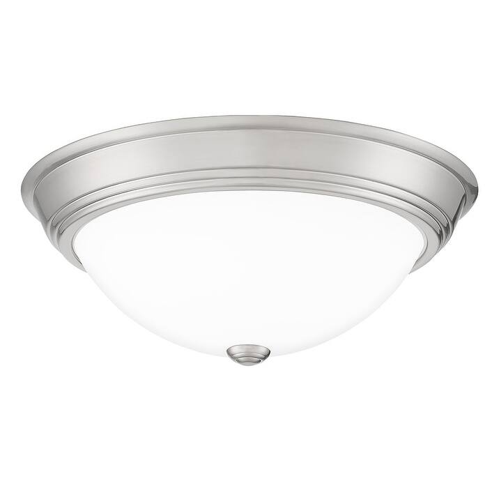 Quoizel Erwin White Painted Etched Glass 3-light Flush Mount.