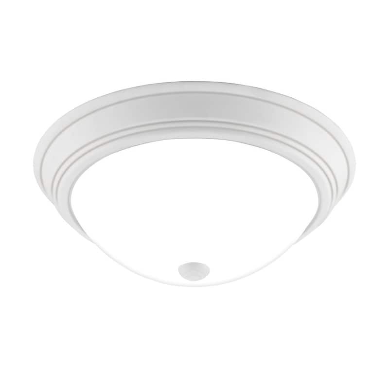 Quoizel Erwin White Painted Etched Glass 3-light Flush Mount.