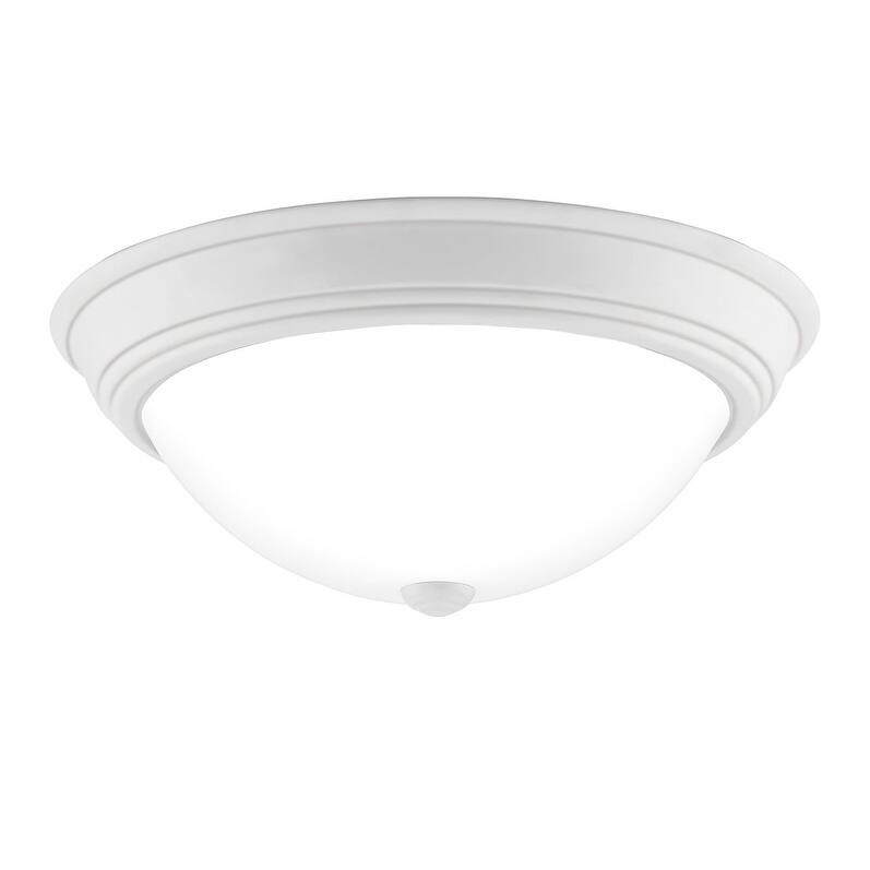 Quoizel Erwin White Painted Etched Glass 3-light Flush Mount.