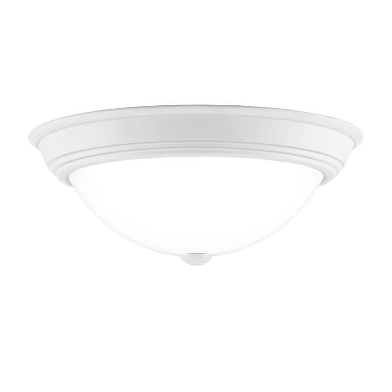 Quoizel Erwin White Painted Etched Glass 3-light Flush Mount.