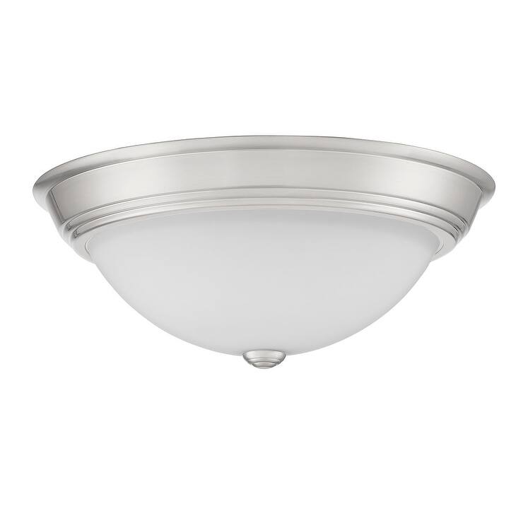 Quoizel Erwin White Painted Etched Glass 3-light Flush Mount.