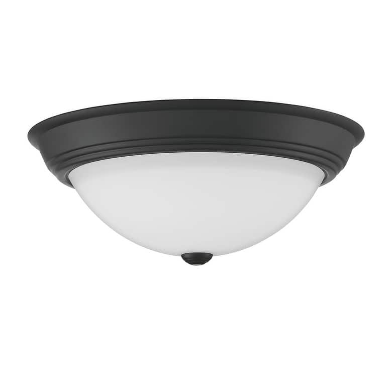 Quoizel Erwin White Painted Etched Glass 3-light Flush Mount.