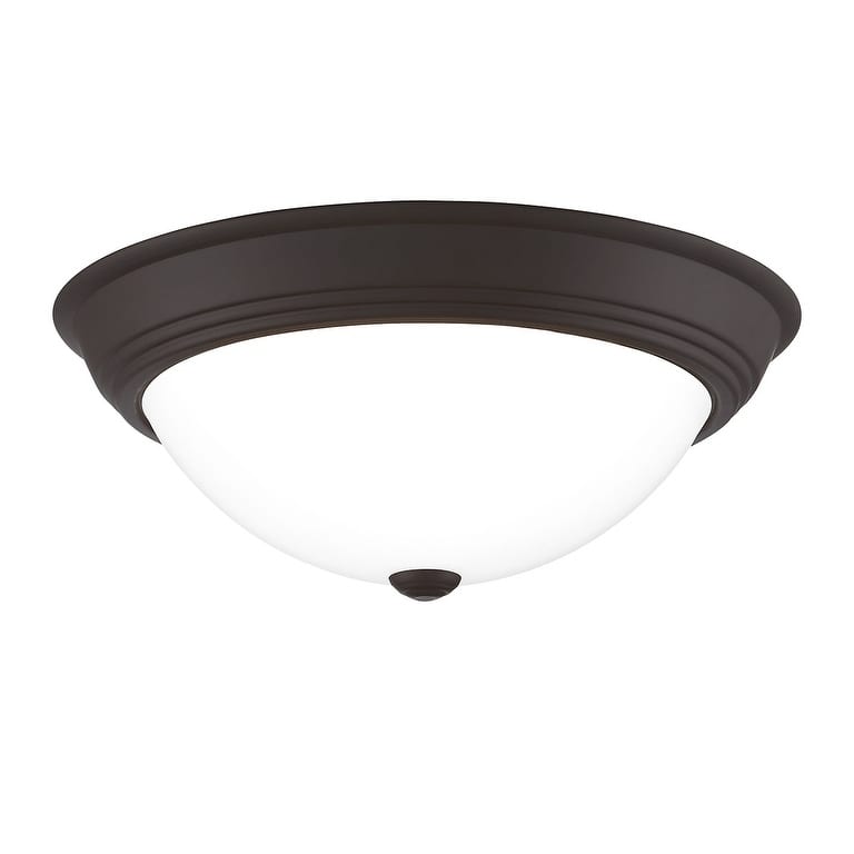 Quoizel Erwin White Painted Etched Glass 3-light Flush Mount. - Old Bronze