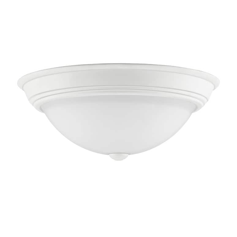 Quoizel Erwin White Painted Etched Glass 3-light Flush Mount.