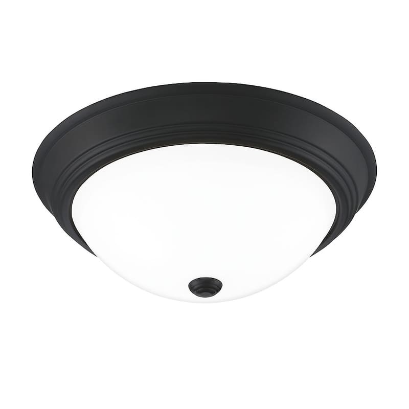 Quoizel Erwin White Painted Etched Glass 3-light Flush Mount.