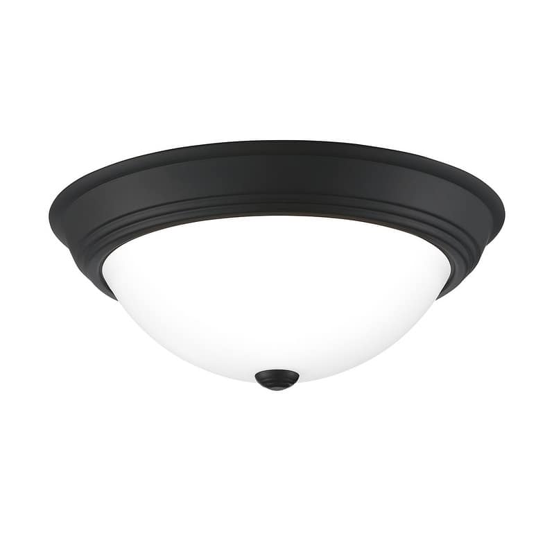 Quoizel Erwin White Painted Etched Glass 3-light Flush Mount.