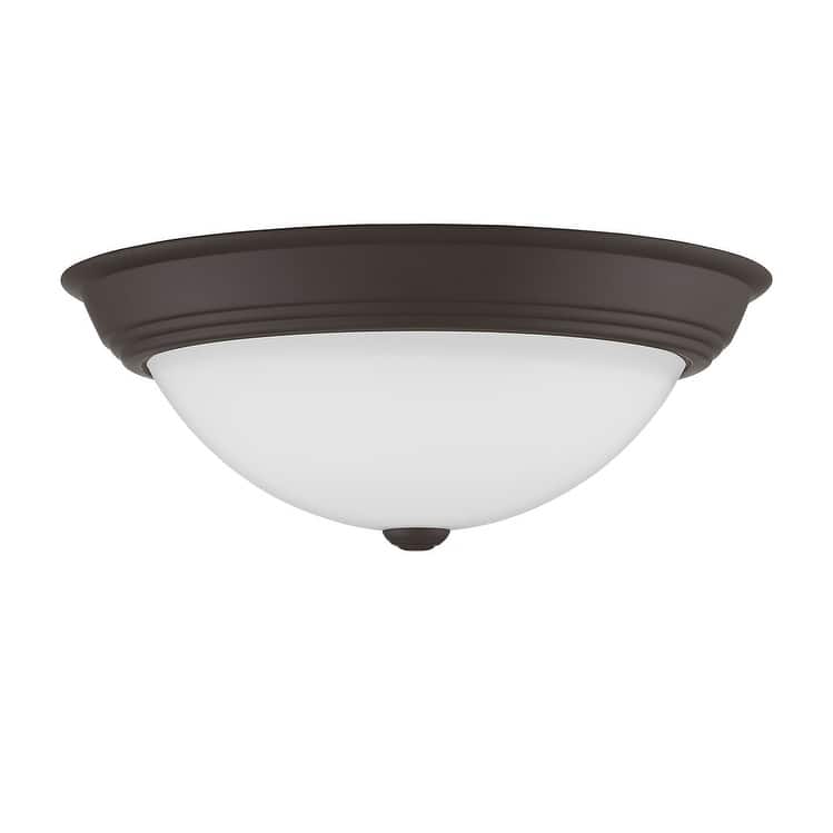 Quoizel Erwin White Painted Etched Glass 3-light Flush Mount.