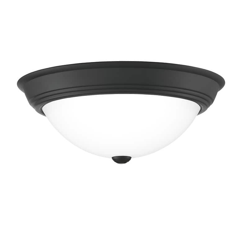 Quoizel Erwin White Painted Etched Glass 3-light Flush Mount.