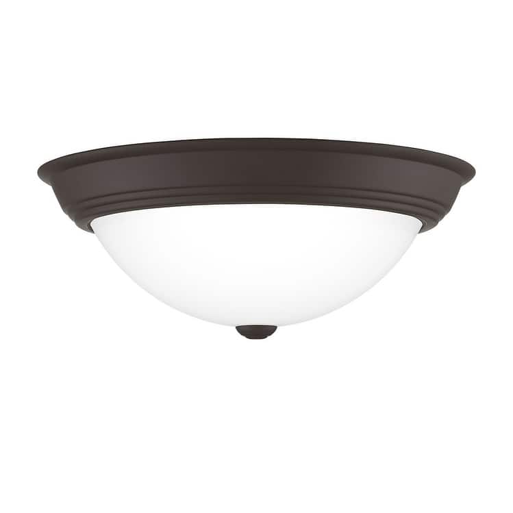 Quoizel Erwin White Painted Etched Glass 3-light Flush Mount.