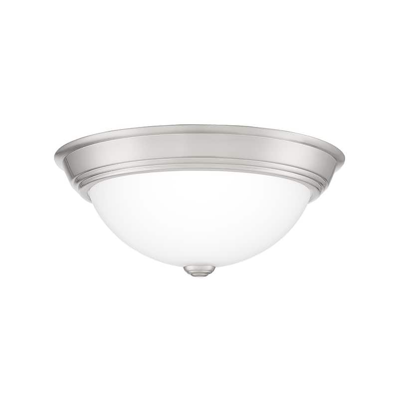 Quoizel Erwin White Painted Etched Glass 2-light Flush Mount.