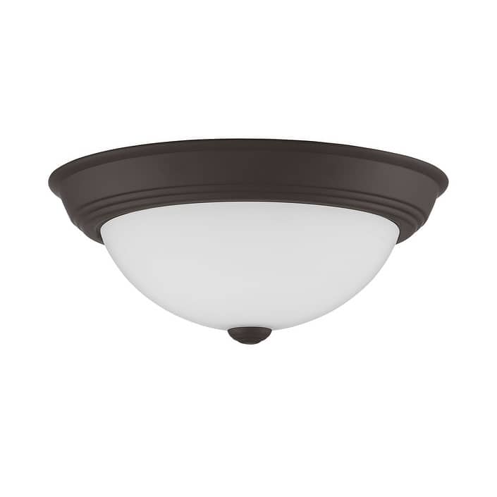 Quoizel Erwin White Painted Etched Glass 2-light Flush Mount.