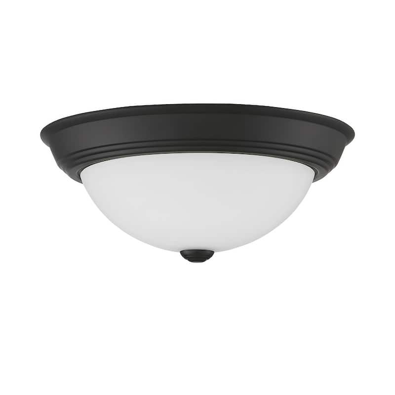 Quoizel Erwin White Painted Etched Glass 2-light Flush Mount.