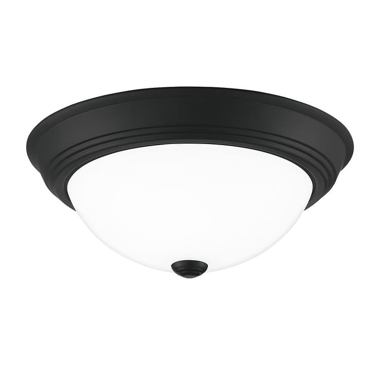 Quoizel Erwin White Painted Etched Glass 2-light Flush Mount. - Matte Black