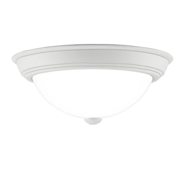 Quoizel Erwin White Painted Etched Glass 2-light Flush Mount.