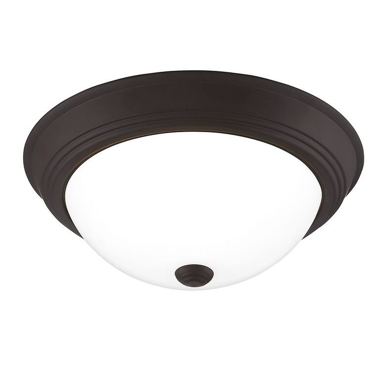 Quoizel Erwin White Painted Etched Glass 2-light Flush Mount.