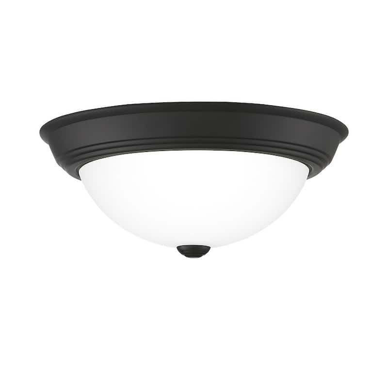 Quoizel Erwin White Painted Etched Glass 2-light Flush Mount.