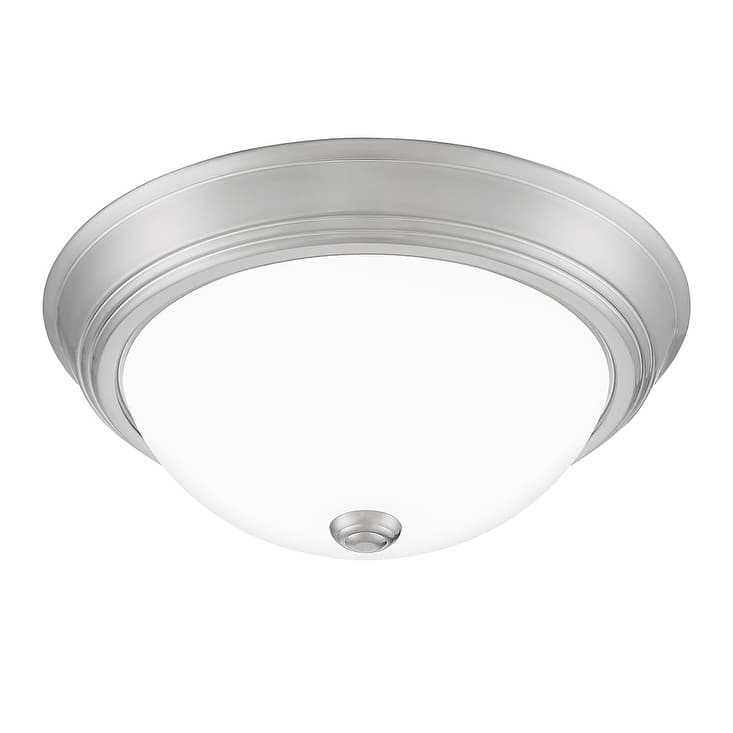 Quoizel Erwin White Painted Etched Glass 2-light Flush Mount.