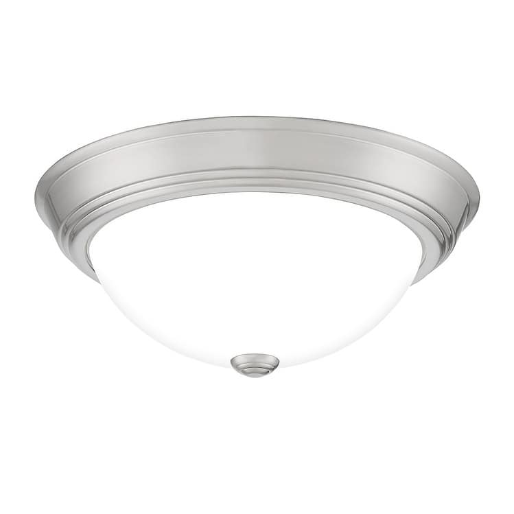 Quoizel Erwin White Painted Etched Glass 2-light Flush Mount. - Brushed Nickel