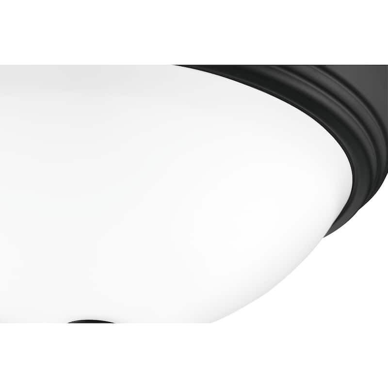 Quoizel Erwin White Painted Etched Glass 2-light Flush Mount.