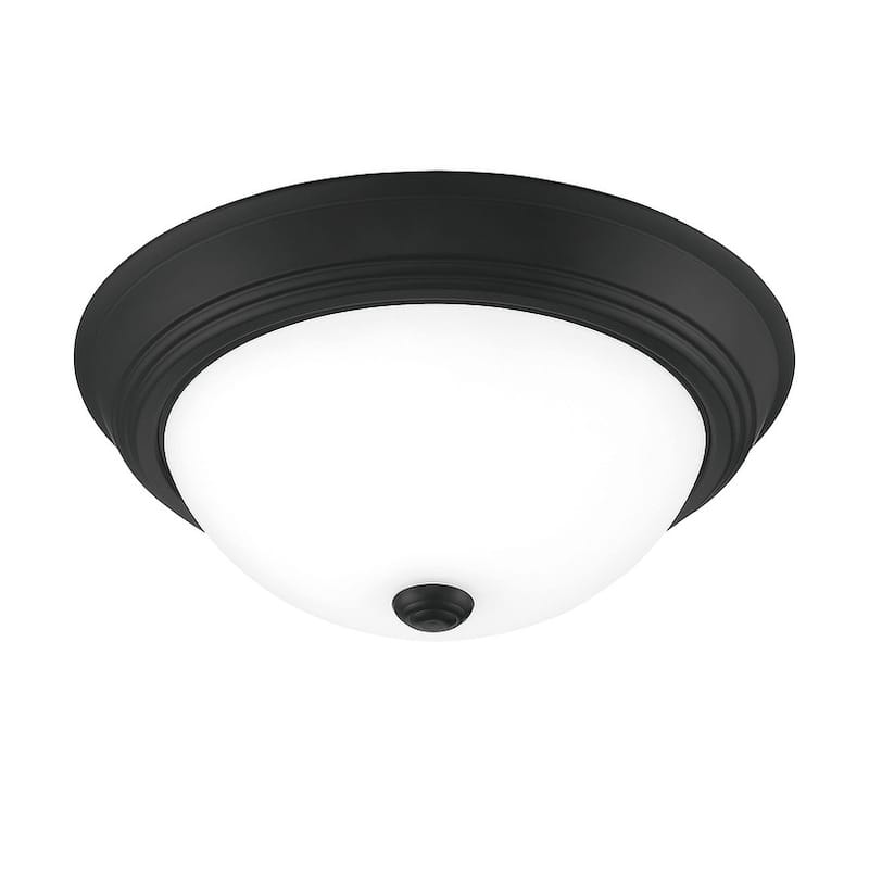 Quoizel Erwin White Painted Etched Glass 2-light Flush Mount.
