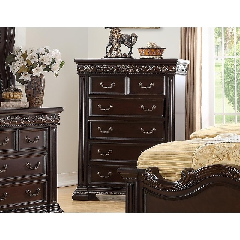 Best Master Furniture Dark Cherry 5 Drawer Chest On Sale Overstock 30416893