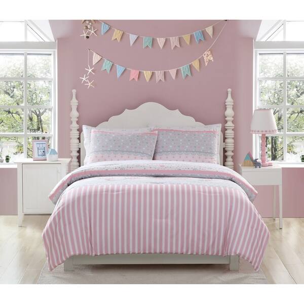 Shop Asher Home Kids Elsie Striped Comforter Set Free Shipping