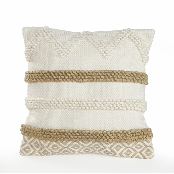 Neutral Textured Color Block Throw Pillow