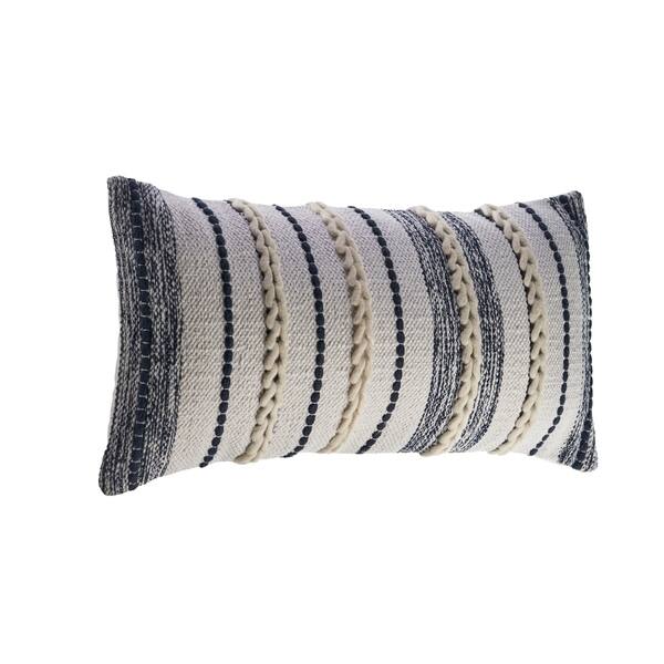 Shop Braided White And Navy Contemporary Throw Pillow On Sale