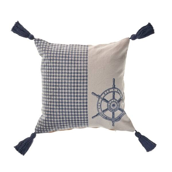 Shop Steer The Way Nautical Gingham Throw Pillow On Sale Free