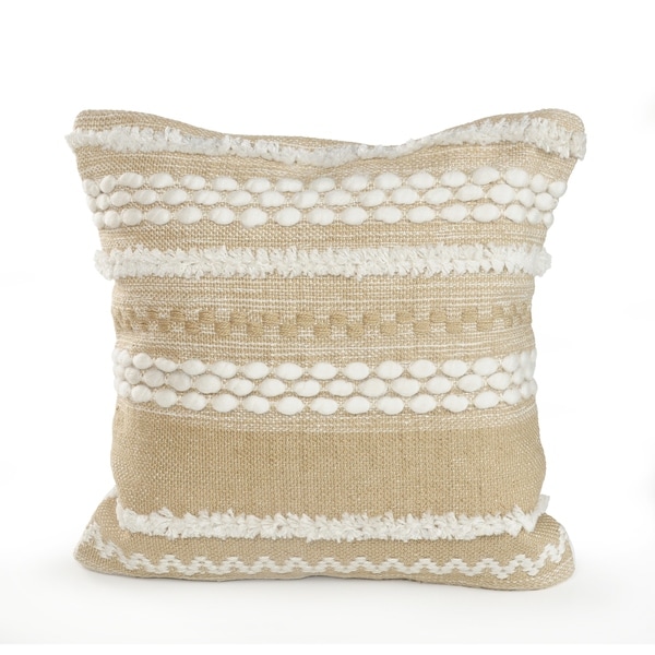Neutral Textured Embroidered Throw Pillow