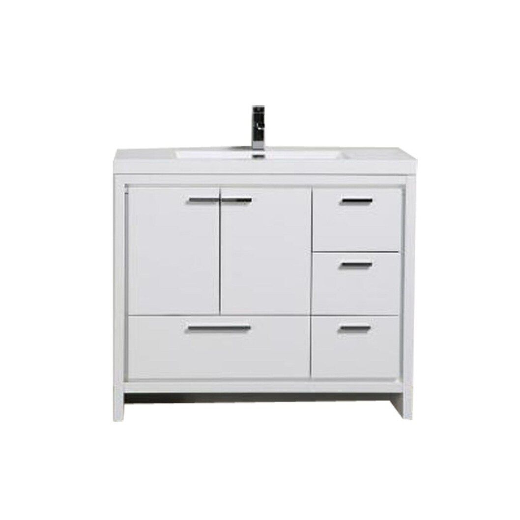 Shop Alma Allier 42 Inch Gloss White Free Standing Vanity With